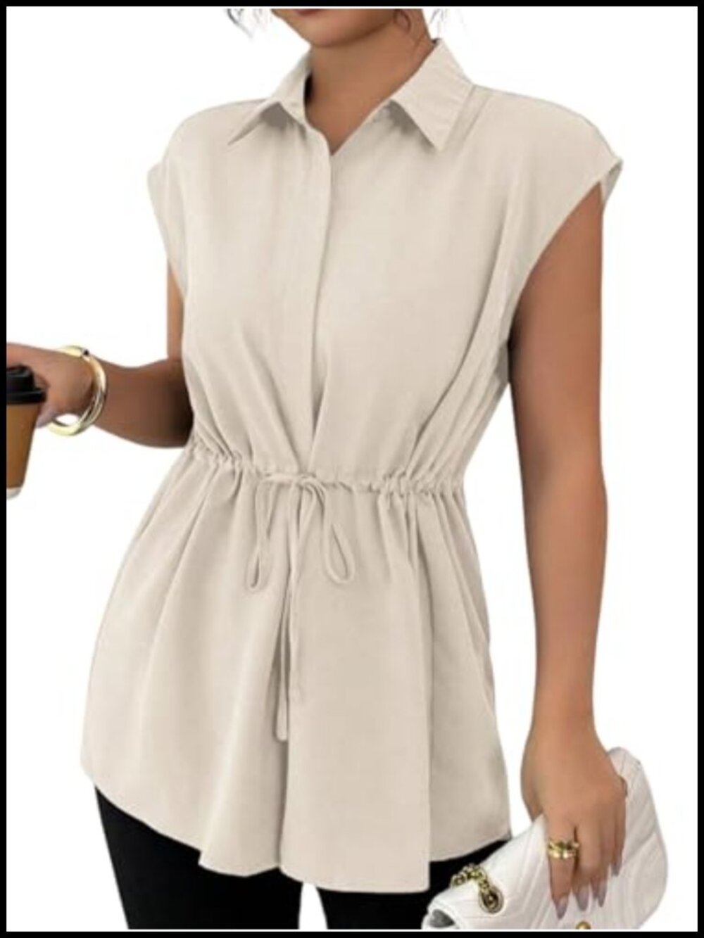 Women's Button Down Peplum Blouse Short Sleeve Collared Ruched Top